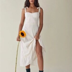 Reformation Noa White Ivory Midi Dress